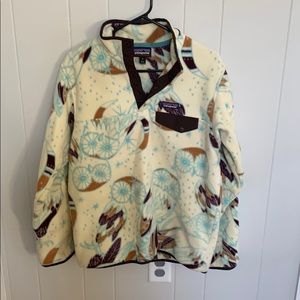 Patagonia Lightweight Snap-T Fleece Pullover, Harvest Moon Owl, owl print